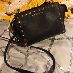 Michael kors black studded mini bag